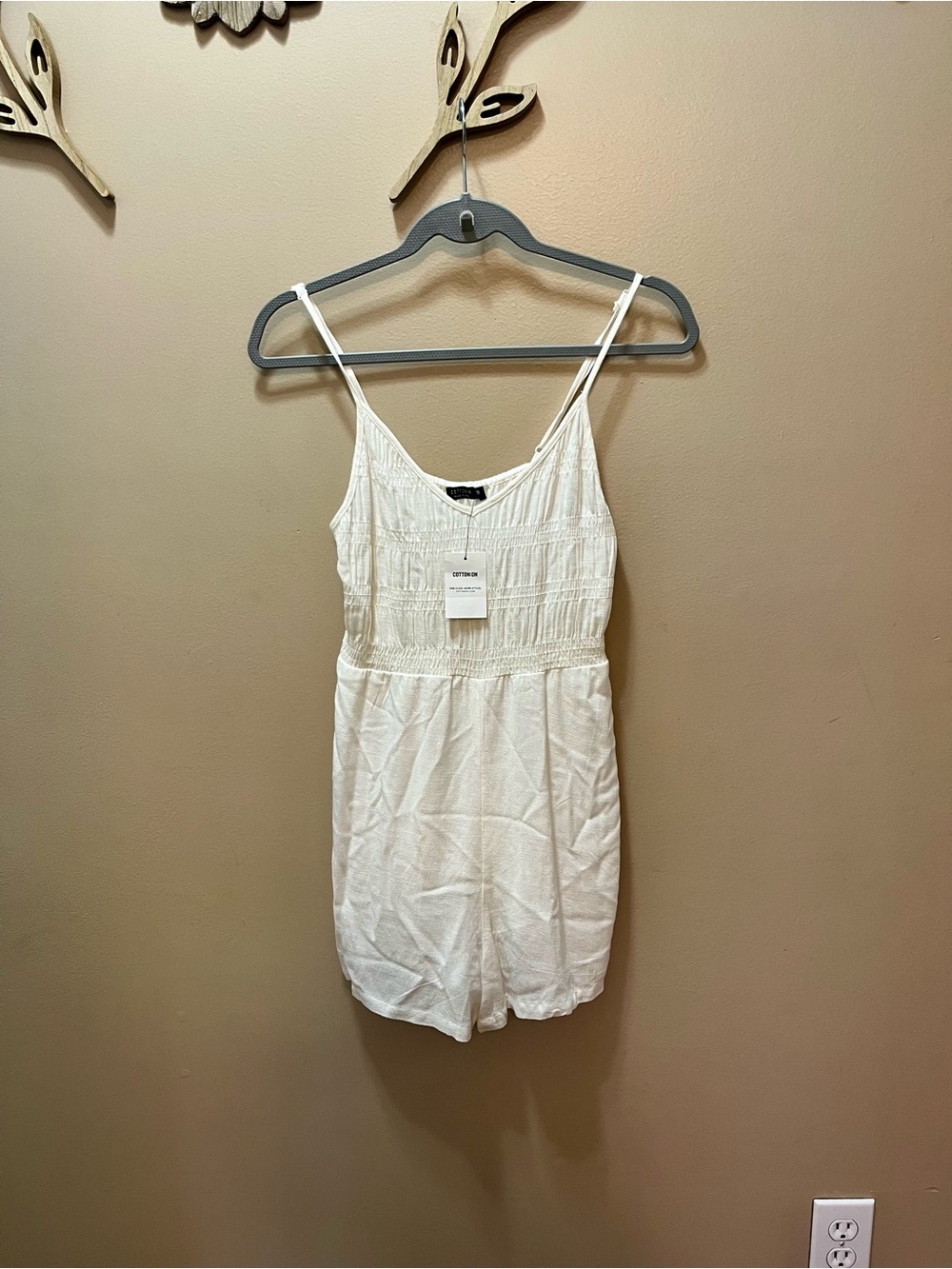 NWT Cotton On Woven Penelope Strappy White Romper Size XS